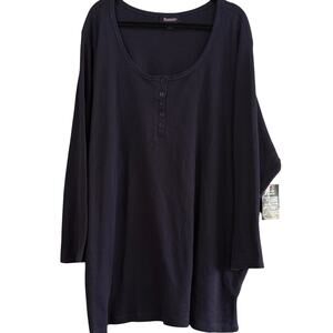 Plus Size Waffle Knit Thermal Henley Tunic Top LongSlv Navy 5X 38/40 NWT Roamans